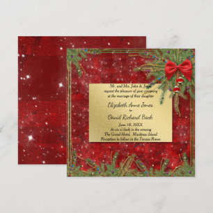 Gold and Red Christmas Wedding Invitation