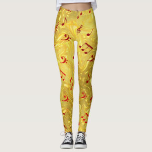 gold and red coloured leggings elegant notes