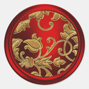 Gold and Red Damask Envelope Seal