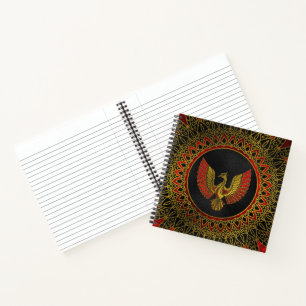 Gold and red Decorated Phoenix bird symbol Notebook