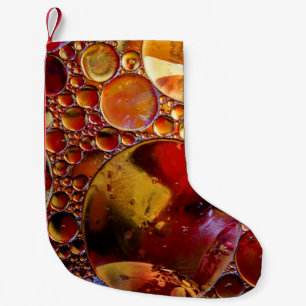 Gold and red dots small christmas stocking