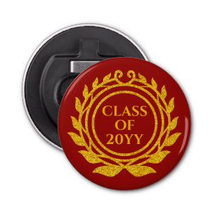 Gold and Red Emblem Personalised Year Graduation  Bottle Opener