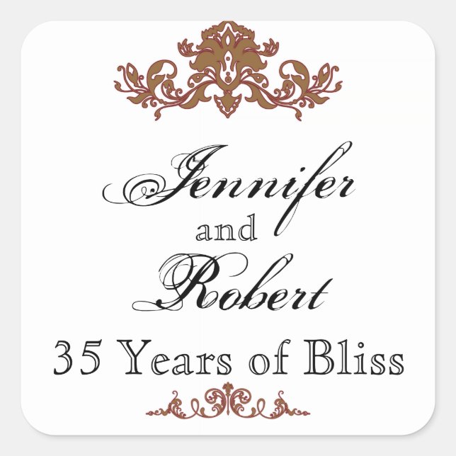 Gold and Red Filigree Vintage Scroll Envelope Seal (Front)