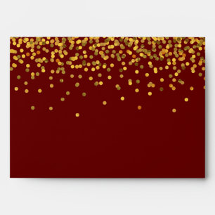 Gold and Red Glam Confetti Dots Envelope