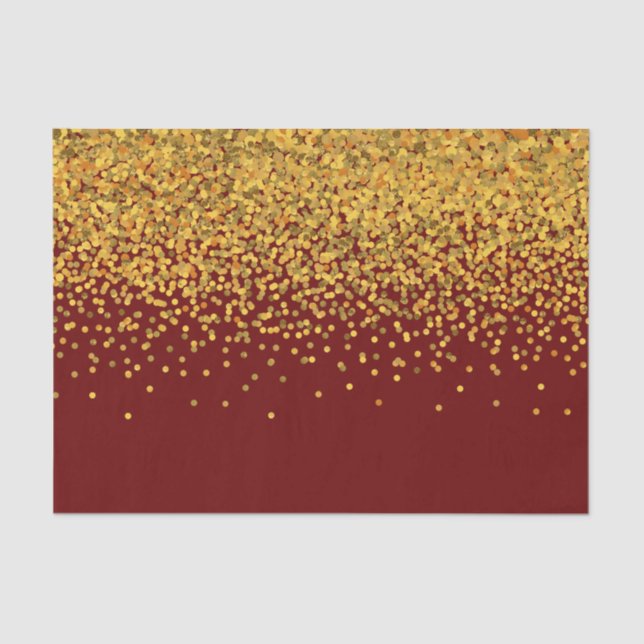 Gold and red Glam Confetti Dots Tissue Paper (Front)