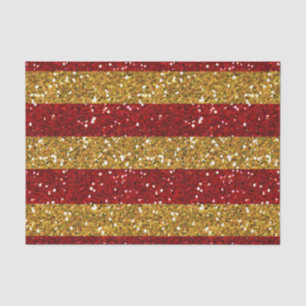 Gold and Red Glitter Stripes Printed Tissue Paper