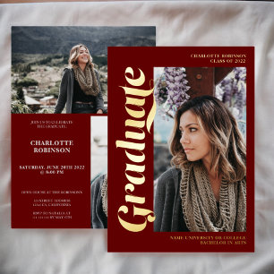 Gold and red graduate script 3 photos graduation