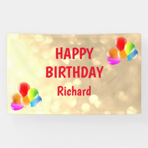 Gold and Red Happy Birthday Banner