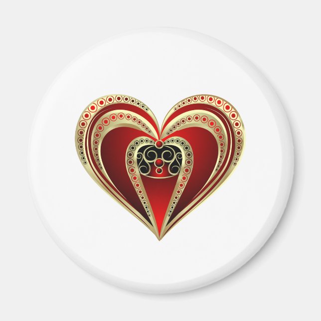 Gold and Red Heart Magnet (Front)