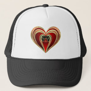 Gold and Red Heart Trucker Hat