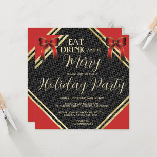 Gold and Red Holiday Party Invitation