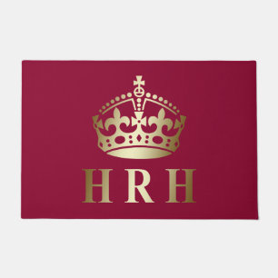 Gold And Red HRH Royal Crown Doormat