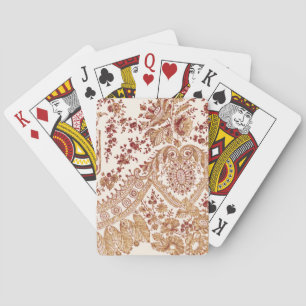 Gold And Red Lace Roses Playing Cards