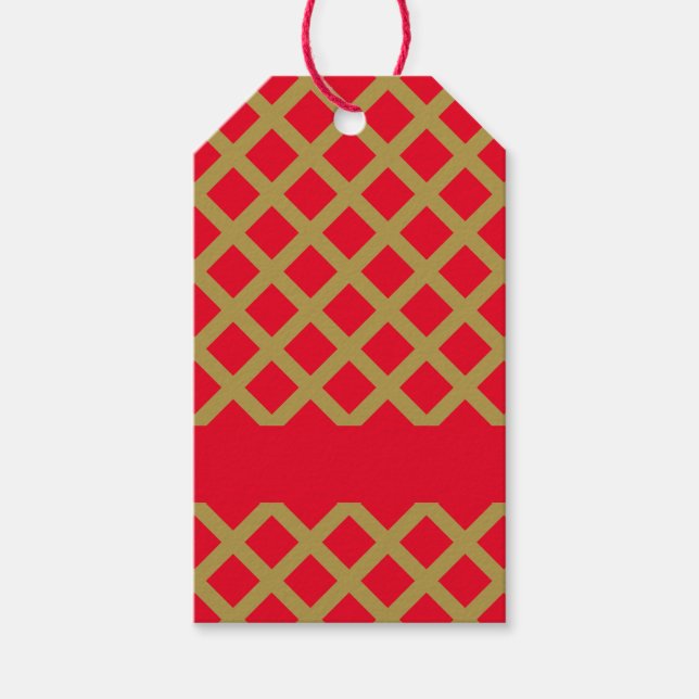 Gold and Red Lattice Gift Tags (Front)