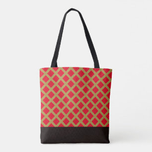 Gold and Red Lattice Tote Bag