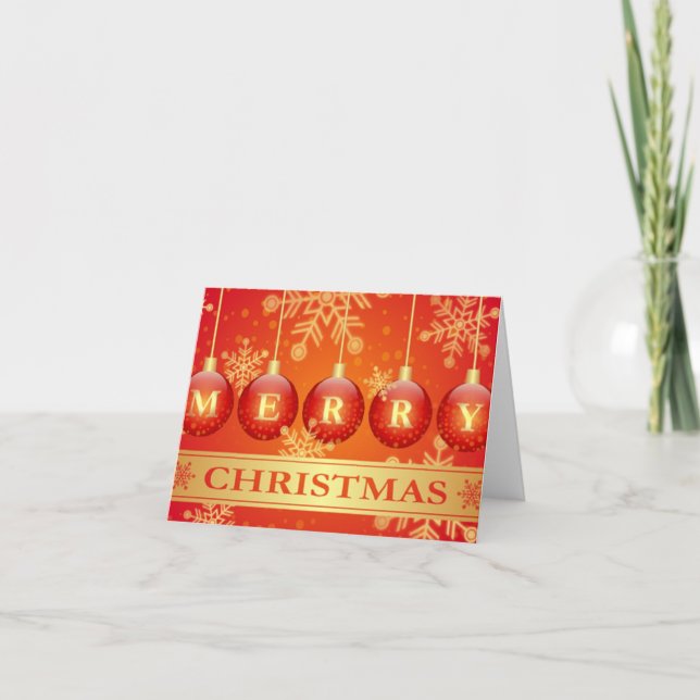 Gold and red merry christmas card (Front)