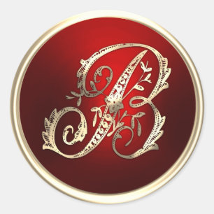 Gold and Red Monogram B Envelope Seal
