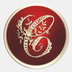 Gold and Red Monogram C Envelope Seal