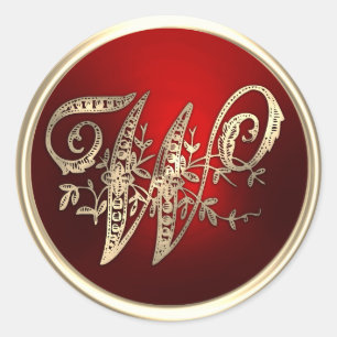 Gold and Red Monogram W Envelope Seal