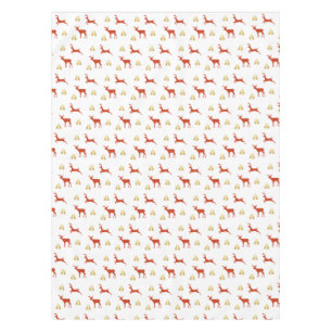 Gold and red Reindeers Holiday Art Tablecloth