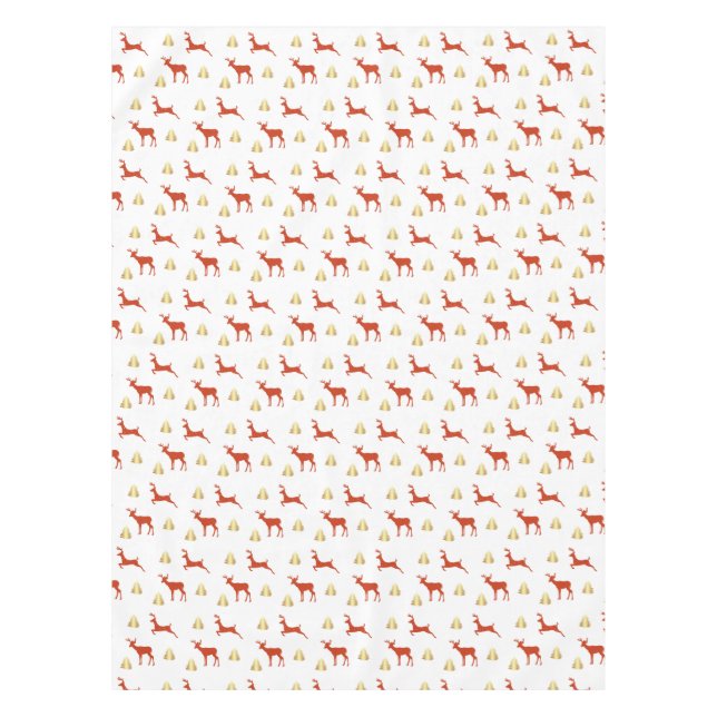 Gold and red Reindeers Holiday Art  Tablecloth (Front)