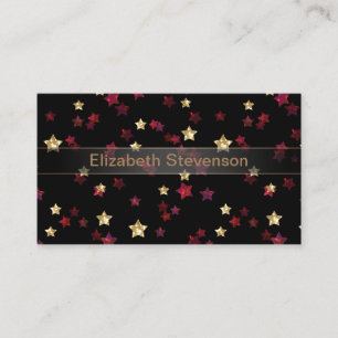Gold and red stars . business card