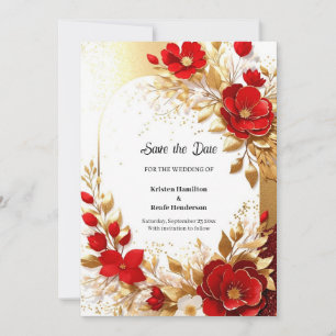 Gold and Red Wedding Save The Date