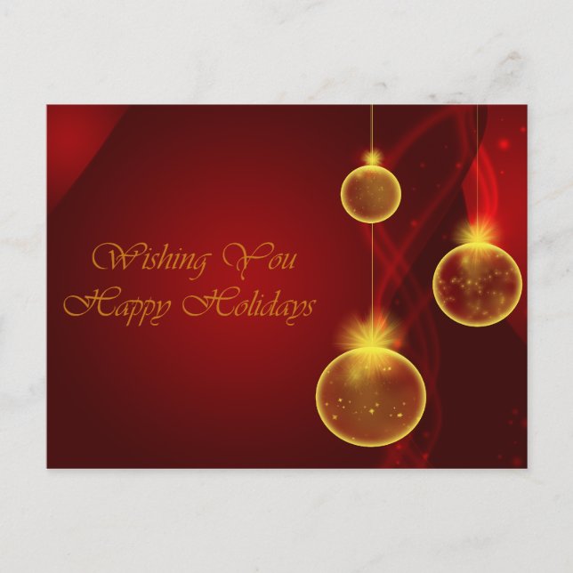 Gold and Red Xmas Holiday Postcard (Front)