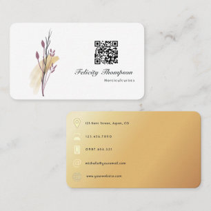 Gold and Rose Gold Brush Strokes QR Code Business Card