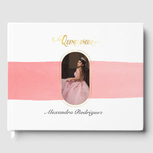 Gold and Rose Pink Photo Quinceanera Guest Book