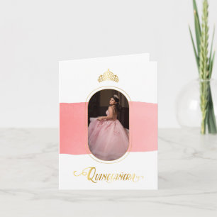 Gold and Rose Pink Photo Quinceanera Invitation