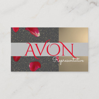 Gold and Roses Personalised Avon Business Card