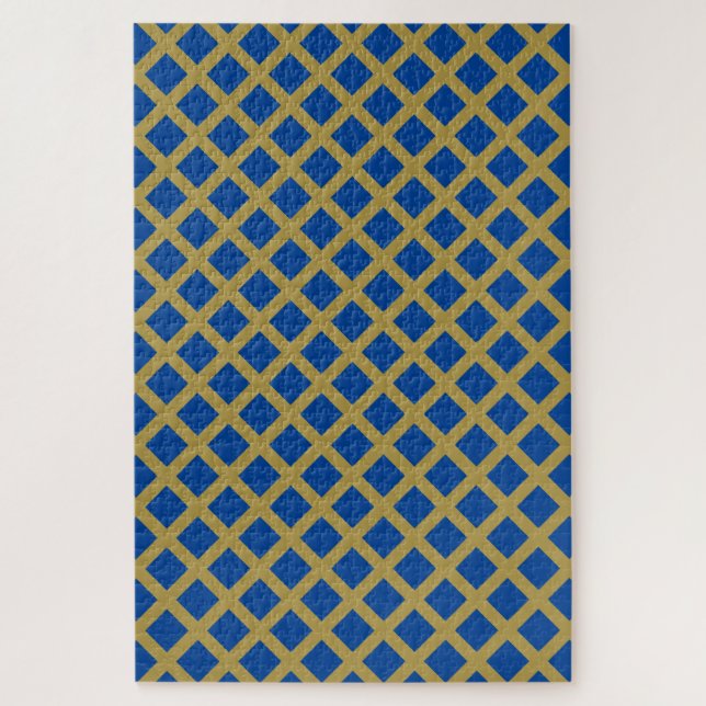 Gold and Royal Blue Lattice Jigsaw Puzzle (Vertical)