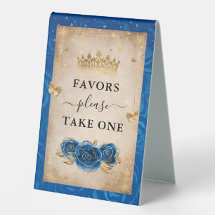 Gold and Royal Blue Roses Photo Template Favours