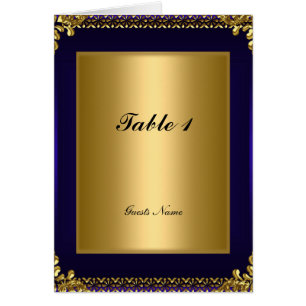 Gold and Royal Blue Table Placement Card Menu
