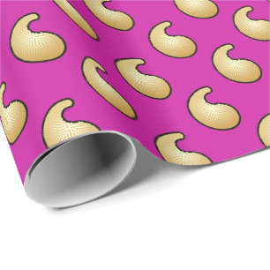 Gold and royal purple paisley wrapping paper