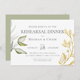 Gold and Sage Green Foliage  Invitation