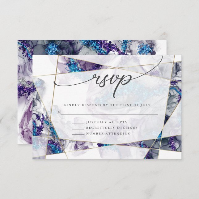 Gold and Sage Green Watercolor   RSVP Card (Front/Back)