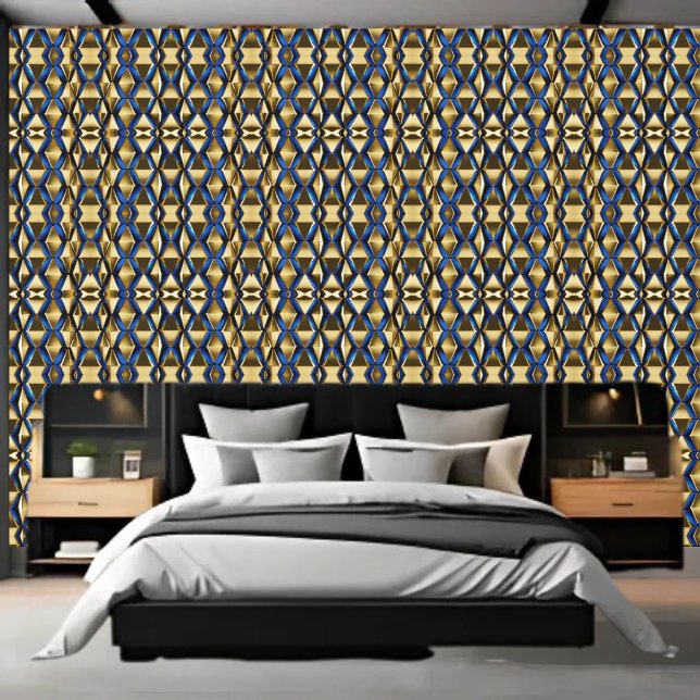Gold and Sapphire Blue Pattern Peel and Stick  Wallpaper (Creator Uploaded)