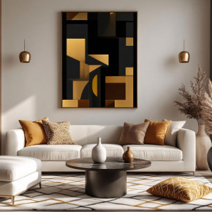 Gold and Shadow: The Dance of Forms Canvas Print