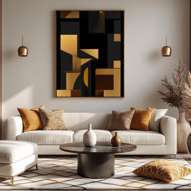 Gold and Shadow: The Dance of Forms Canvas Print (Creator Uploaded)