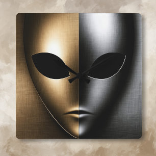 Gold and Silver Alien Face Clock