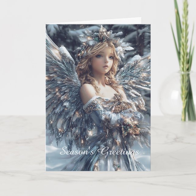 Gold and Silver Angel Christmas   Card (Front)