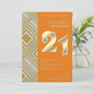 Gold and Silver Art Deco Birthday Invitation