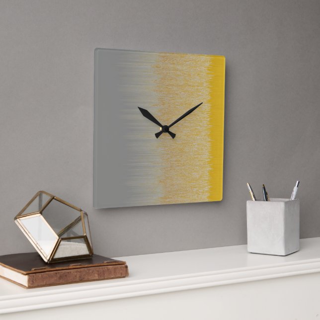 Gold and Silver Assembly  Square Wall Clock (Office)