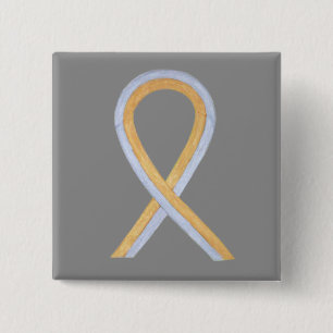 Gold and Silver Awareness Ribbon Custom Button Pin