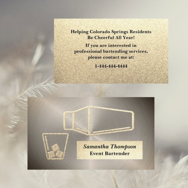 Gold and Silver Bartender Event Business Card (Creator Uploaded)