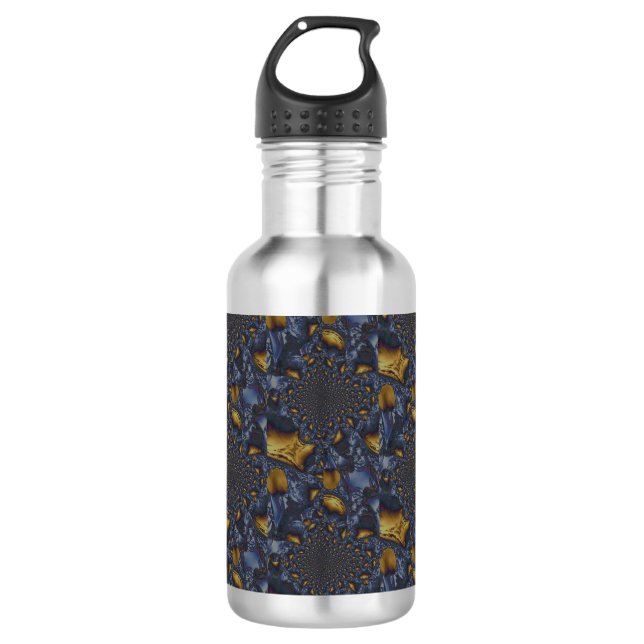 Gold and Silver Blue Molten Metal  532 Ml Water Bottle (Front)