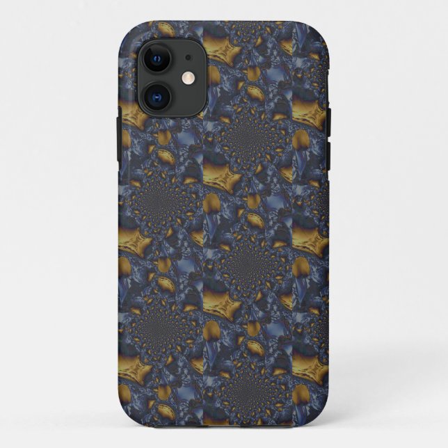 Gold and Silver Blue Molten Metal Case-Mate iPhone Case (Back)
