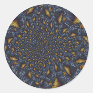 Gold and Silver Blue Molten Metal Classic Round Sticker